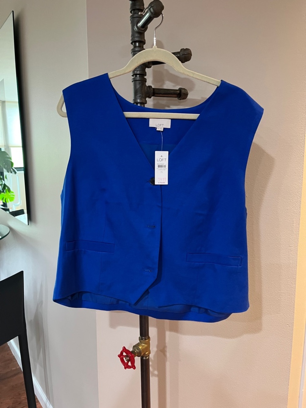 LOFT Vibrant Cobalt Blue V-Neck Tailored Vest